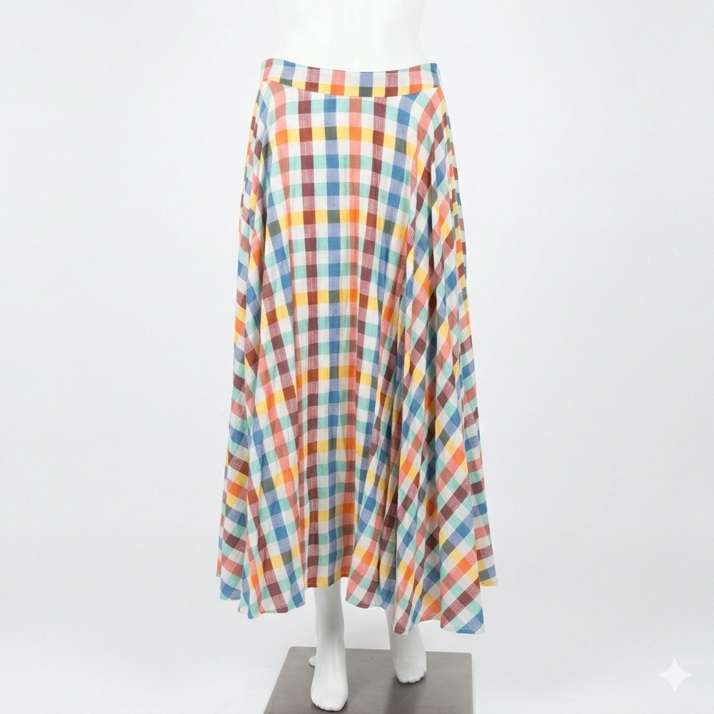 Anthropologie Multicolor Gingham Circle Skirt - Picture 2 of 13